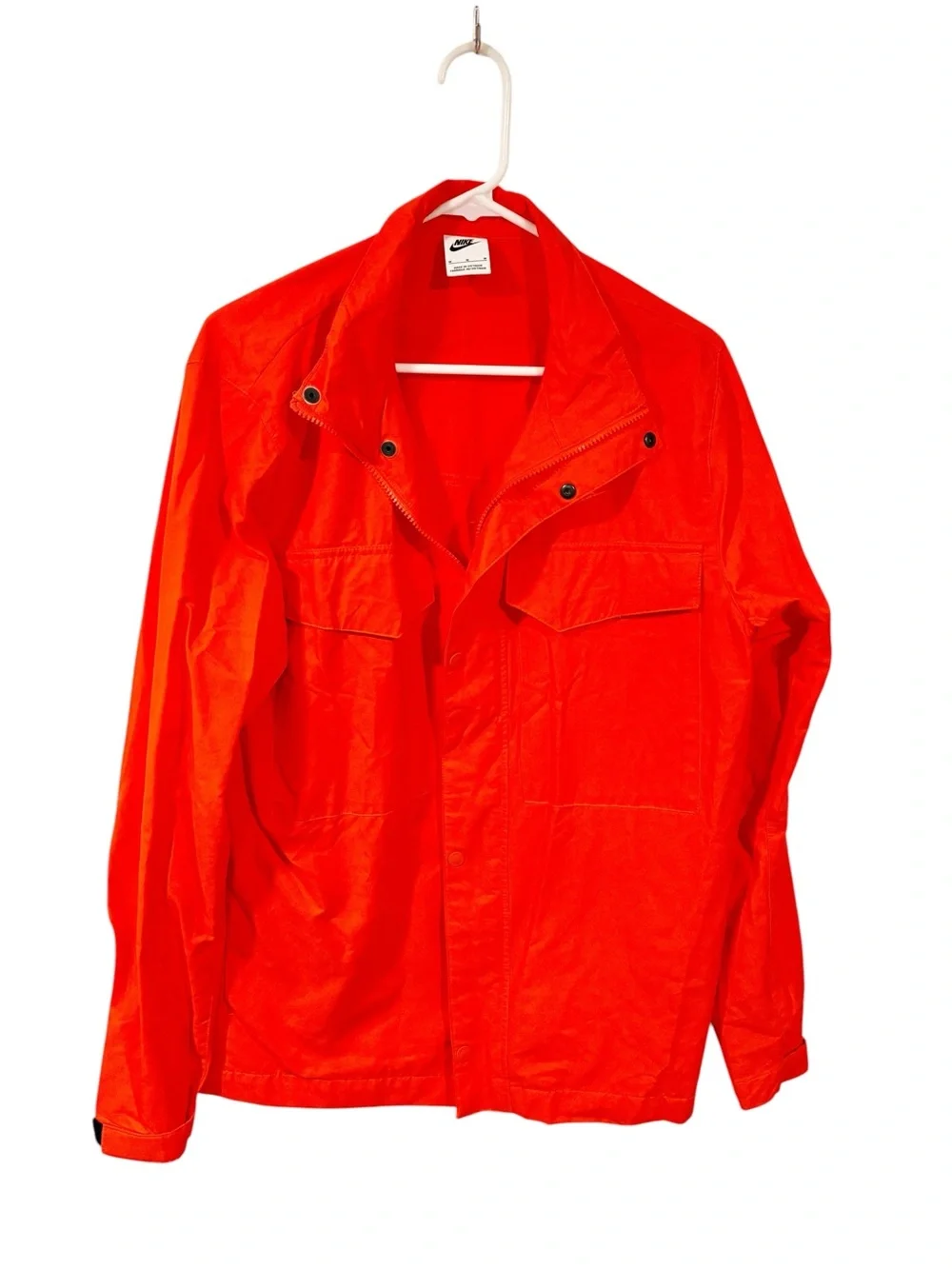 Nike Sportswear Jacket Mens Large Orange Woven M65 Full Zip Button Size Medium